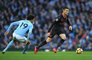 Manchester City V Arsenal 2017-18 Prints: Koscielny vs Sane: Battle at the Etihad - Manchester City vs Arsenal