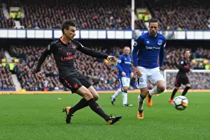 Everton V Arsenal 2017-18 Prints: Koscielny vs Sigurdsson: Intense Battle at Goodison Park - Everton vs Arsenal