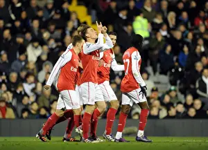 Fulham V Arsenal 2011-12 Prints: Koscielny's Goal: Arsenal Celebrate at Craven Cottage (2011-12)