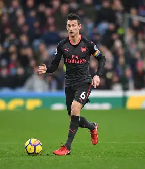 Burnley V Arsenal 2017-18 Prints: Koscielny's Intense Focus: Arsenal's Defender in Action against Burnley