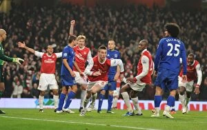 Images Dated 1st February 2011: Koscielny's Strike: Arsenal Takes the Lead 2-1 over Everton