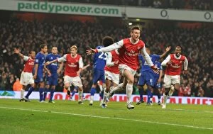Images Dated 1st February 2011: Koscielny's Strike: Arsenal's 2-1 Victory Over Everton