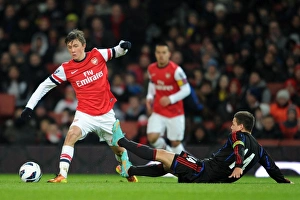 Images Dated 25th March 2013: Kris Olsson (Arsenal) Yury Bavin (CSKA). Arsenal U19 1: 0 CSKA Moscow U19. NextGen Series