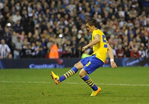 West Bromwich Albion v Arsenal 2013-14 - Capital Cup Collection: Kris Olsson scores from the penalty spot. West Bromwich Albion 1: 1 Arsenal. 3: 4 to