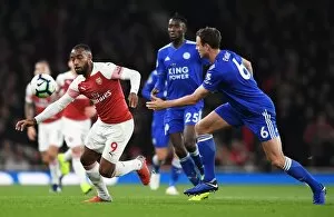 Arsenal v Leicester City 2018-19 Collection: Lacazette Evans 1 181022WAFC