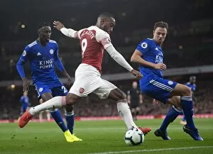 Arsenal v Leicester City 2018-19 Collection: Lacazette Evans 3 181022WAFC