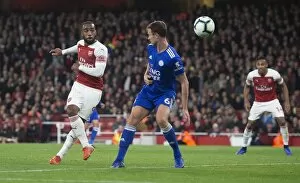 Arsenal v Leicester City 2018-19 Collection: Lacazette Evans 4 181022WAFC