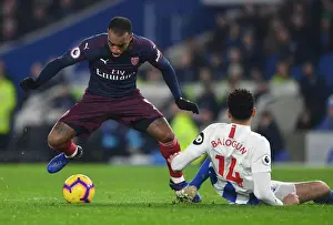 Brighton And Hove Albion V Arsenal 2018-19 Prints: Lacazette vs. Balogun: A Premier League Battle at the Community Stadium