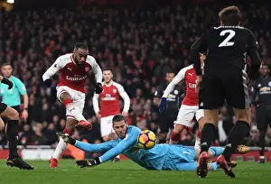 Arsenal V Manchester United 2017-18 Prints: Lacazette vs. De Gea: Premier League Showdown at Emirates Stadium