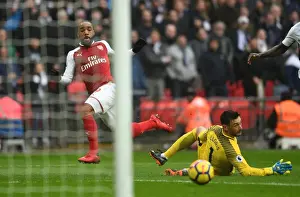 Tottenham Hotspur V Arsenal 2017-18 Prints: Lacazette vs. Lloris: A Premier League Showdown - Intense Rivalry at Wembley