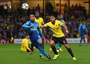 Watford V Arsenal 2017-18 Prints: Lacazette vs Mariappa: Intense Battle at Vicarage Road - Watford vs Arsenal