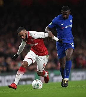 Images Dated 24th January 2018: Lacazette vs. Rudiger: A Battle in the Carabao Cup Semi-Final