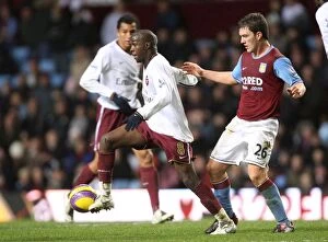 Aston Villa v Arsenal 2007-8 Collection: Lassana Diarra (Arsenal) Craig Gardner (Aston Villa)