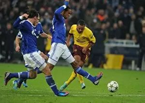 Schalke 04 v Arsenal 2012-13 Collection: Last-Minute Drama: Theo Walcott's Thwarted Goal vs. Schalke 04 (2012-13)