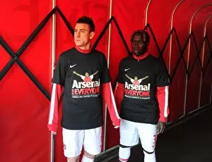 Laurent Koscielny and Bacary Sagna (Arsenal) in their Arsenal for Everyone Tshirts