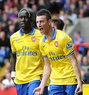 Images Dated 26th October 2013: Laurent Koscielny and Bacary Sagna celebrate Arsenals 1st goal. Crystal Palace 0: 2 Arsenal