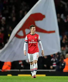 Arsenal V Fulham 2013-14 Prints: Laurent Koscielny Celebrates Arsenal's Win Against Fulham (2013-14)