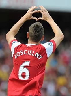 Koscielny Laurent Collection: Laurent Koscielny celebrates scoring the 1st Arsenal goal. Arsenal 4: 1 Blackburn Rovers