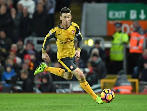 Liverpool V Arsenal 2016-17 Prints: Laurent Koscielny Faces Off at Anfield: Liverpool vs. Arsenal, Premier League 2016-17