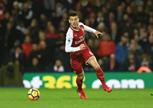 West Bromwich Albion V Arsenal 2017-18 Prints: Laurent Koscielny Focuses in Arsenal's Premier League Clash Against West Bromwich Albion (December 2017)