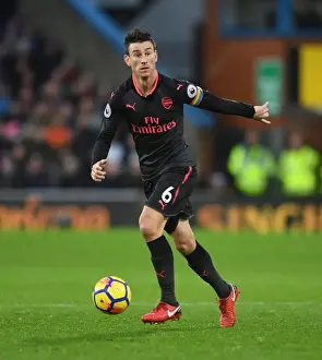 Burnley V Arsenal 2017-18 Prints: Laurent Koscielny Focuses in Burnley's Turf: Arsenal vs Burnley