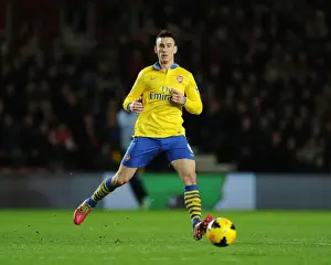 Southampton V Arsenal 2013-14 Prints: Laurent Koscielny Focuses in Southampton vs Arsenal Premier League Clash