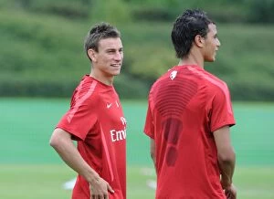 Koscielny Laurent Collection: Laurent Koscielny and Marouane Chamakh (Arsenal). Arsenal Training Ground