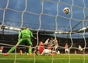 Arsenal v Newcastle United 2013/14 Gallery: Laurent Koscielny scores Arsenals 1st goal past Tim Krul (Newcastle). Arsenal 2: 0 Newcastle United