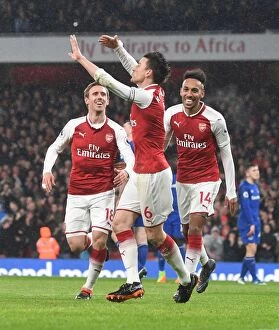 Arsenal v Everton 2017-18 Collection: Laurent Koscielny's Double: Arsenal's Victory Over Everton in the Premier League