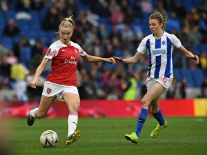 Brighton And Hove Albion Women V Arsenal Women 2018-19 Prints: Leah Williamson vs Ellie Brazil: Intense Battle in FA WSL Match between Brighton & Arsenal Women