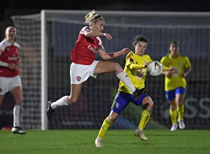 Arsenal Women V Birmingham City Women - WSL Continental Cup 2018-19 Prints: Leah Williamson vs. Hayley Ladd: Intense Battle in Arsenal Women vs