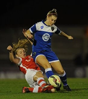 Images Dated 15th April 2015: Leah Williamson vs. Nikki Watts: A Tactical Clash in the WSL Match Between Arsenal