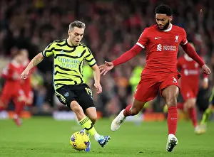 Liverpool V Arsenal 2023-24 Prints: Leandro Trossard vs Joe Gomez: Intense Rivalry at Anfield - Premier League 2023-24