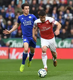 Leicester City V Arsenal 2018-19 Prints: Leicester vs. Arsenal: Kolasinac Tripped by Chilwell in Intense Premier League Clash (2018-19)