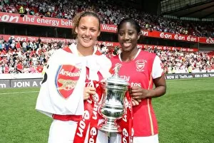 Arsenal Ladies v Leeds United Ladies Womens FA Cup Final Collection: Lianne Sanderson and Anita Asante (Arsenal) with the FA Cup Trophy