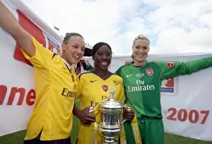 Arsenal Ladies v Charlton - FA Cup Final 2006-07 Collection: Lianne Sanderson, Anita Asante and Emma Byrne (Arsenal) celebrate after the match