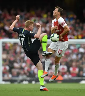 Arsenal V Manchester City 2018-19 Prints: Lichtsteiner vs De Bruyne: A Premier League Showdown at the Emirates