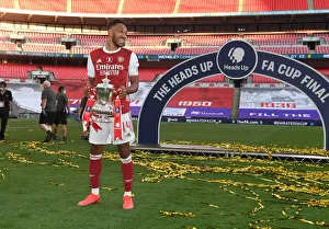 Arsenal V Chelsea FA Cup Final 2020 Prints: LONDON, ENGLAND - AUGUST 01: Arsenal captain Pierre-Emerick Aubameyang celebrates after the FA Cup Final match between