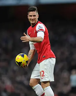 Arsenal V Southampton 2013-14 Prints: LONDON, ENGLAND - NOVEMBER 23: Olivier Giroud of Arsenal during the match at Emirates Stadium on November 23