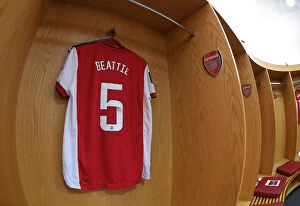 Images Dated 5th September 2021: LONDON, ENGLAND - SEPTEMBER 05: The Arsenal womens kit set up in the changingroom before
