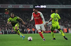 Arsenal V Reading EFL Cup 2016-17 Prints: Lucas Perez (Arsenal) Joey van den Berg and Garath McCleary (Reading). Arsenal 2