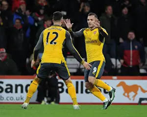 AFC Bournemouth V Arsenal 2016-17 Prints: Lucas Perez and Olivier Giroud Celebrate Arsenal's Second Goal vs AFC Bournemouth (2016-17)