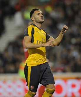 Nottingham Forest V Arsenal EPL Cup 3rd Round 2016-17 Prints: Lucas Perez Scores Arsenal's Second Goal vs. Nottingham Forest in EFL Cup (2016-17)