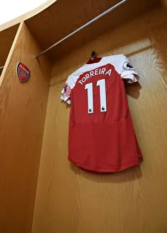 Arsenal V Manchester City 2018-19 Prints: Lucas Torreira's Arsenal Shirt in the Changing Room before Arsenal vs Manchester City
