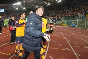 AS Roma v Arsenal 2008-9 Collection: Lucasz Fabianski (Arsenal) celebrates after the match
