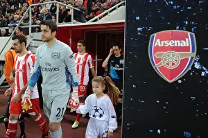 Olympiacos V Arsenal 2011-12 Prints: Lucasz Fabianski: Arsenal's Wall in Athens - Olympiacos v Arsenal