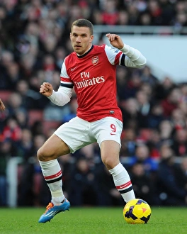 Arsenal V Crystal Palace 2013-14 Prints: Lukas Podolski in Action: Arsenal vs Crystal Palace, Premier League 2013-14