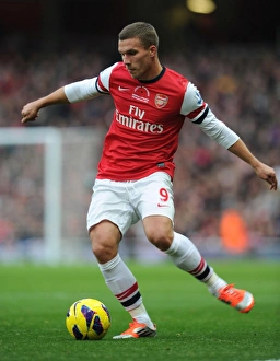 Arsenal V Fulham 2012-13 Prints: Lukas Podolski: In Action for Arsenal vs Fulham, Premier League 2012-13