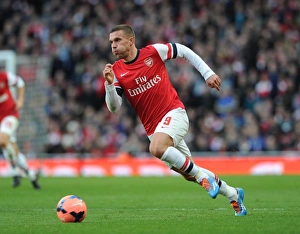 Arsenal V Liverpool - FA Cup 2013-14 Prints: Lukas Podolski in Action: Arsenal vs Liverpool, FA Cup 2013-14