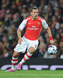 Arsenal V Southampton, League Cup 2014/15 Prints: Lukas Podolski in Action: Arsenal vs Southampton, League Cup 2014/15